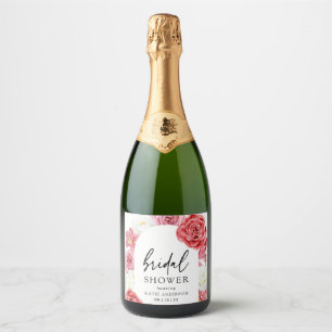 Étiquettes Pour Bouteilles De Vin Mousseux Fête des mariées d'été de l'Arche Florale Rose