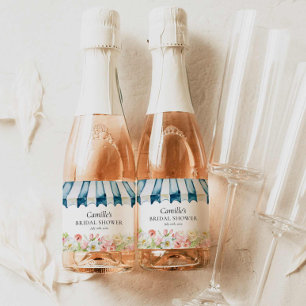 Étiquettes Pour Bouteilles De Vin Mousseux Fête des mariées du jardin aux fleurs roses