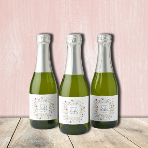 Étiquettes Pour Bouteilles De Vin Mousseux Fête des mariées fleur sauvage