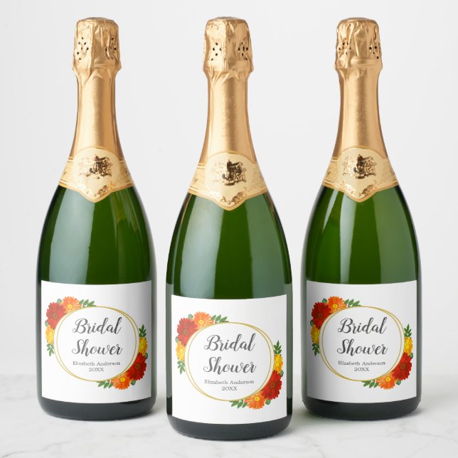 Étiquettes Pour Bouteilles De Vin Mousseux Fête des mariées Florale d'automne (Bouteilles)