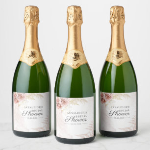 Étiquettes Pour Bouteilles De Vin Mousseux Fête des mariées Florale Pampas Grass Terracotta