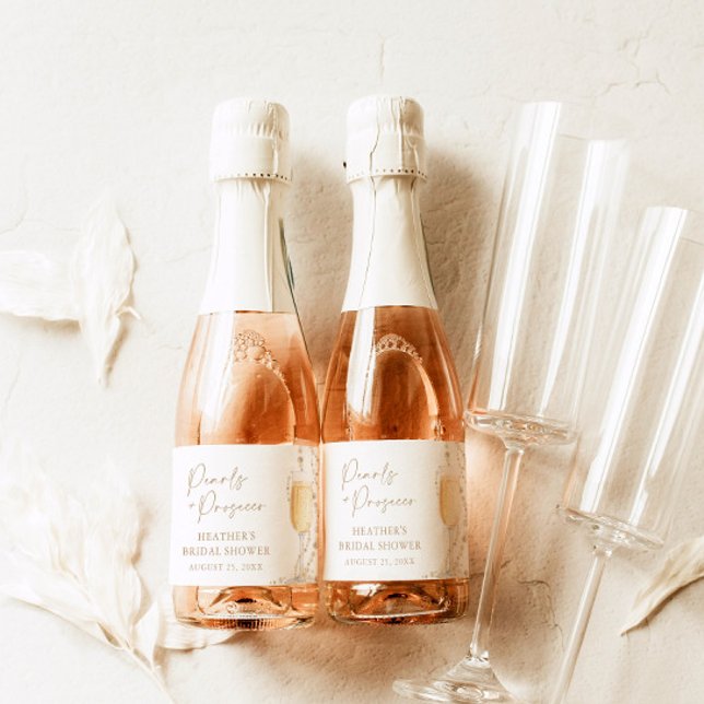 Étiquettes Pour Bouteilles De Vin Mousseux Fête des mariées Perles et poursuites (Créateur téléchargé)