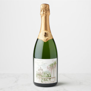 Étiquettes Pour Bouteilles De Vin Mousseux Fête des mariées romantique du Château de Jardin F