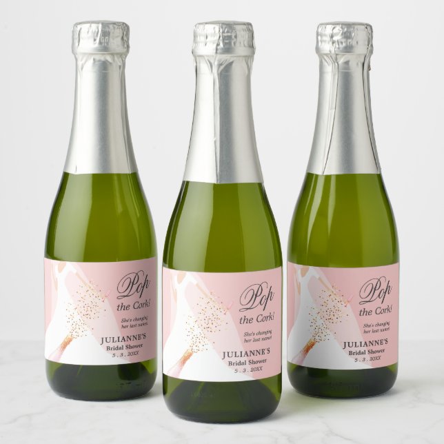 Étiquettes Pour Bouteilles De Vin Mousseux Fête des mariées rose Pop le Cork Mini (Bouteilles)