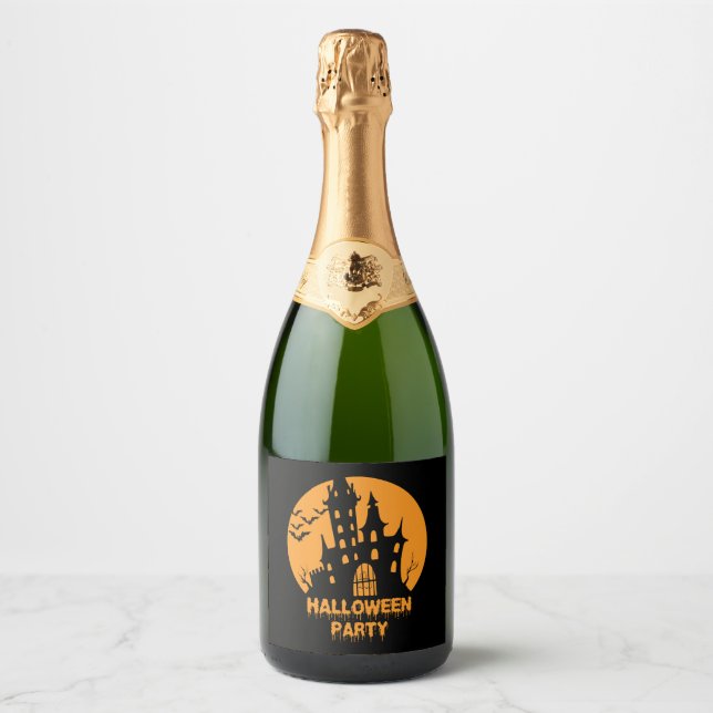 Étiquettes Pour Bouteilles De Vin Mousseux Fête d'Halloween (Devant)