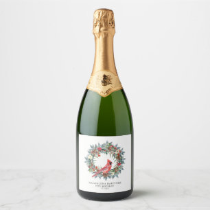 Étiquettes Pour Bouteilles De Vin Mousseux Fête du 90e anniversaire Couronne de cardinal roug