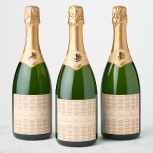 Étiquettes Pour Bouteilles De Vin Mousseux Fête prénatale mixte Coquille d'huître et Perle