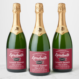 Étiquettes Pour Bouteilles De Vin Mousseux Fêtes de fin d'études Grats Élégant Rouge Blanc No