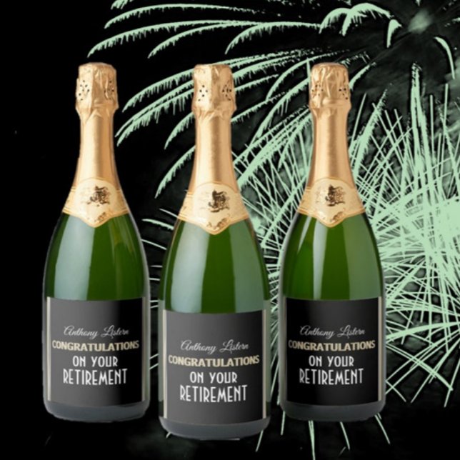 Étiquettes Pour Bouteilles De Vin Mousseux Fêtez ! Retraite personnalisée (Créateur téléchargé)
