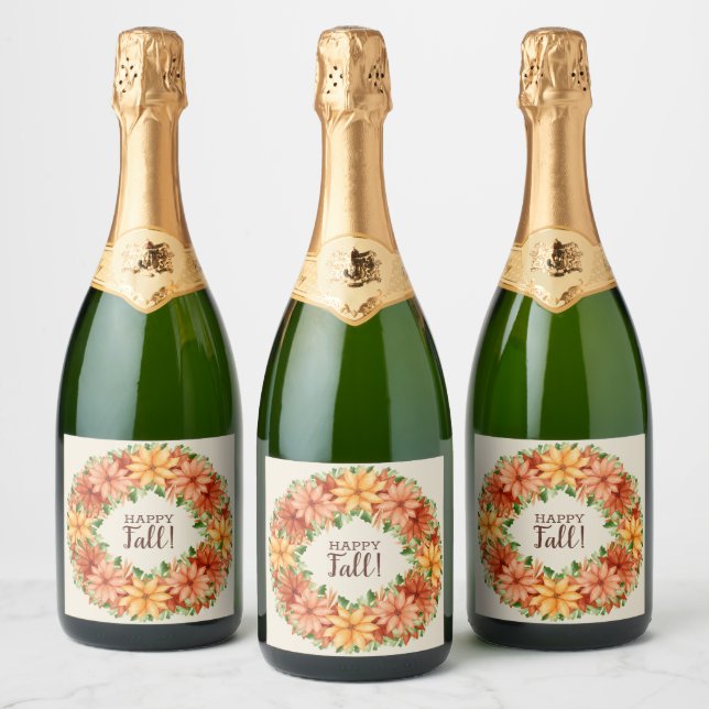 Étiquettes Pour Bouteilles De Vin Mousseux Feuillage d'automne Autumn Floral Swag (Bouteilles)