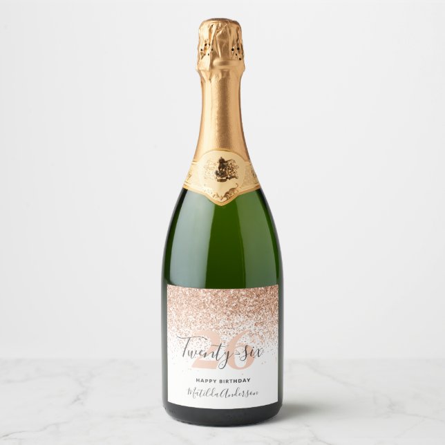 Étiquettes Pour Bouteilles De Vin Mousseux Fille parties scintillant étincelante âge modifiab (Devant)