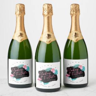 Étiquettes Pour Bouteilles De Vin Mousseux Flamant rose Bachelorette Fantastic V2 ID930