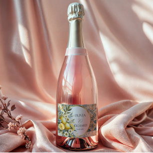 Étiquettes Pour Bouteilles De Vin Mousseux Fleur carrelée méditerranéenne Italien Positano Le