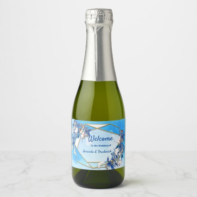 Étiquettes Pour Bouteilles De Vin Mousseux Fleur de lune d'aquarelle blanche (Devant)