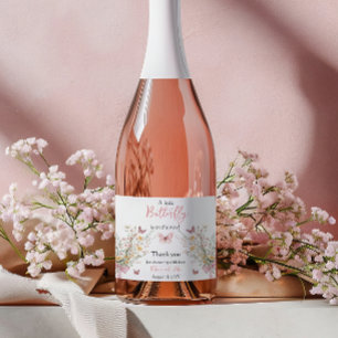 Étiquettes Pour Bouteilles De Vin Mousseux Fleur sauvage papillon rustique Baby shower floral