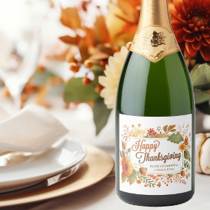 Étiquettes Pour Bouteilles De Vin Mousseux Fleurs d'automne bon thanksgiving Affaires personn