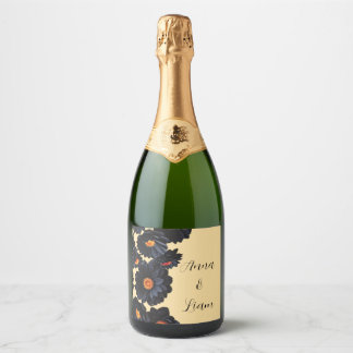 Étiquettes Pour Bouteilles De Vin Mousseux Fleurs de velours noir
