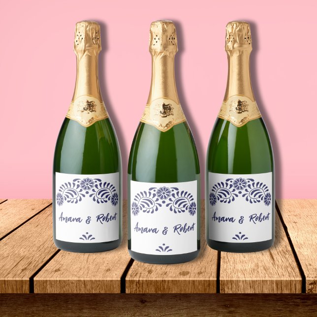 ÉTIQUETTES POUR BOUTEILLES DE VIN MOUSSEUX FLEURS TALAVERA (Créateur téléchargé)