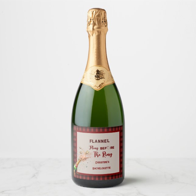 Étiquettes Pour Bouteilles De Vin Mousseux Flingue de flanelle avant l'anneau   célibataire d (Devant)
