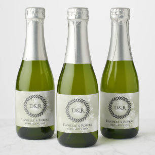 Étiquettes Pour Bouteilles De Vin Mousseux Flocons de neige sur mini vert sauge pâle