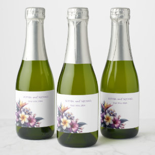 Étiquettes Pour Bouteilles De Vin Mousseux Floral-Mariage tropical