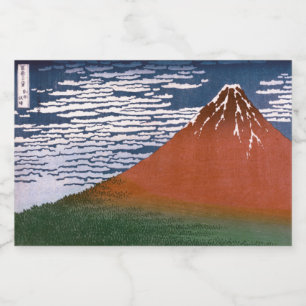 Étiquettes Pour Bouteilles De Vin Mousseux Fuji rouge, Aka Fujiyama Volcan Katsushika Hokusai