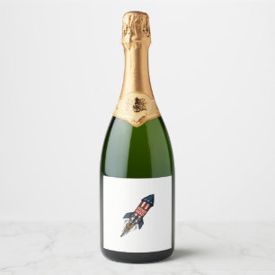 Étiquettes Pour Bouteilles De Vin Mousseux Fusée Patriot 4 juillet Conception de feux d'artif