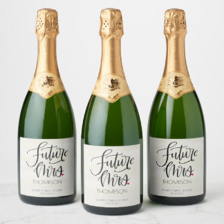 Étiquettes Pour Bouteilles De Vin Mousseux Futur Mme Fête de Mariage Calligraphie Moderne