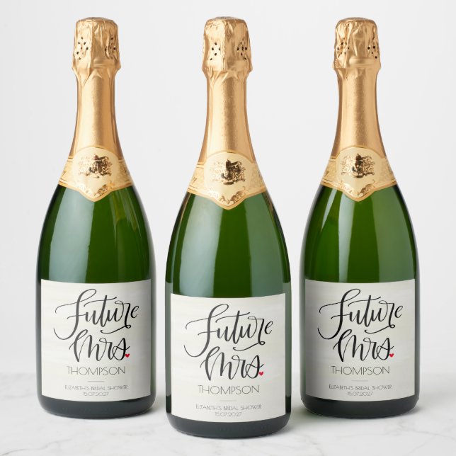 Étiquettes Pour Bouteilles De Vin Mousseux Future Mrs Modern Calligraphy Bridal Shower (Bouteilles)
