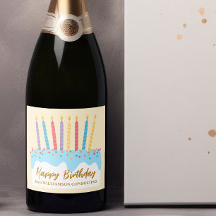 Étiquettes Pour Bouteilles De Vin Mousseux Gâteau d'anniversaire Chic Fête personnalisée