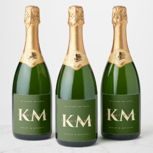 Étiquettes Pour Bouteilles De Vin Mousseux Golden moderne 50e anniversaire Mariage Roman Gree