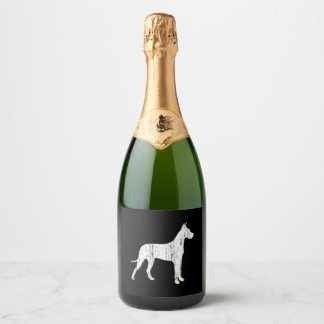 Étiquettes Pour Bouteilles De Vin Mousseux Grand chien Dane propriétaire cadeau animal Vintag