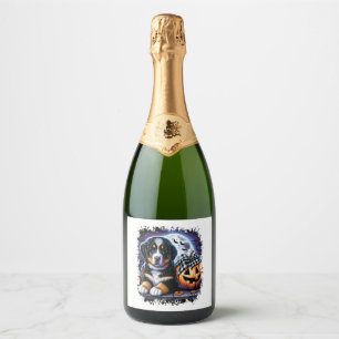 Étiquettes Pour Bouteilles De Vin Mousseux Halloween bernois de chien de montagne