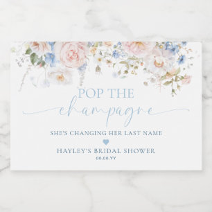 Étiquettes Pour Bouteilles De Vin Mousseux Hargrove Fleurs Bleues Pop Le Champagne Enterremen