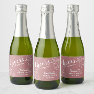 Étiquettes Pour Bouteilles De Vin Mousseux Hibiscus Floral Blanc Mini Dusty Rose