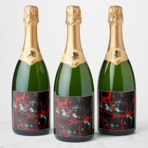 Étiquettes Pour Bouteilles De Vin Mousseux Horreur Night Goth - Noir et blanc, Rouge