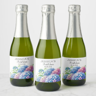 Étiquettes Pour Bouteilles De Vin Mousseux Hydrangeas Fleurs Bleues Fête de Mariage