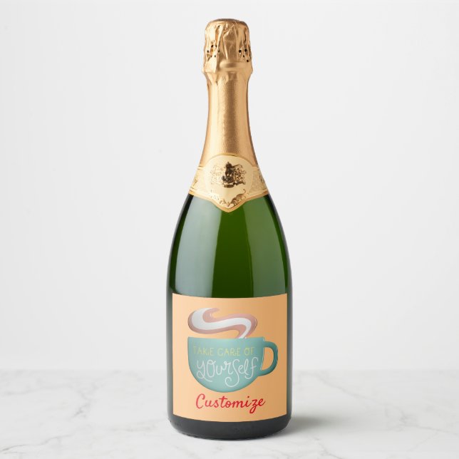 Étiquettes Pour Bouteilles De Vin Mousseux Hygge Drink Self-Care Thunder_Cove (Devant)
