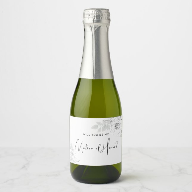 Étiquettes Pour Bouteilles De Vin Mousseux Illustration florale botanique (Devant)