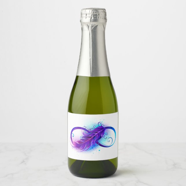 Étiquettes Pour Bouteilles De Vin Mousseux Infinity with purple feather (Devant)