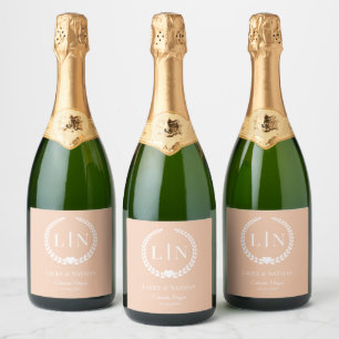 Étiquettes Pour Bouteilles De Vin Mousseux Initiales de monogramme minimaux de typographie él