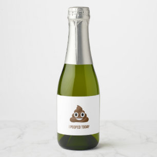 Étiquettes Pour Bouteilles De Vin Mousseux J'ai fait caca aujourd'hui Émoji de caca souriant