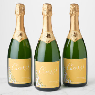 Étiquettes Pour Bouteilles De Vin Mousseux Joli Daffodil Jaune & Blanc Mariage de marguerites