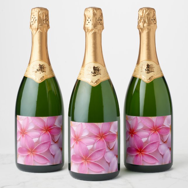 Étiquettes Pour Bouteilles De Vin Mousseux Jolies fleurs roses d'été  (Bouteilles)
