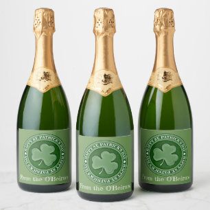 Étiquettes Pour Bouteilles De Vin Mousseux Joyeuse Saint-Patrick Chanceuse Trèfle Personnalis