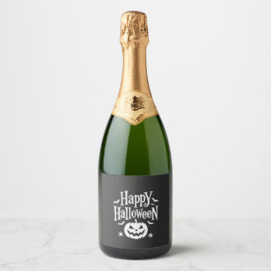 Étiquettes Pour Bouteilles De Vin Mousseux Joyeux Halloween Citrouille Chauve-Souris Araignée