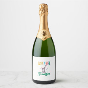Étiquettes Pour Bouteilles De Vin Mousseux Juste une fille qui aime les girafes vintage vecte