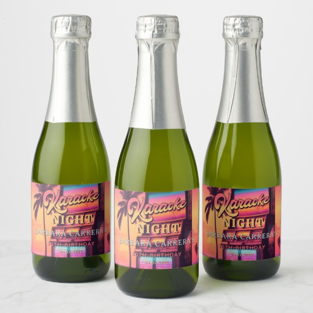 Étiquettes Pour Bouteilles De Vin Mousseux Karaoke 30e anniversaire Retro Party (Bouteilles)