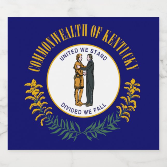 Étiquettes Pour Bouteilles De Vin Mousseux Kentucky : drapeau de l'État américain du Commonwe (Étiquettes simples)