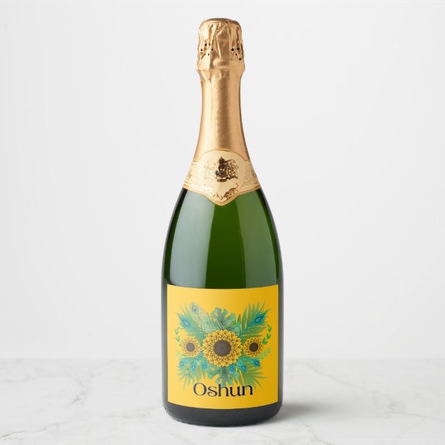 Étiquettes Pour Bouteilles De Vin Mousseux La déesse d'Oshun Tournesols (Devant)